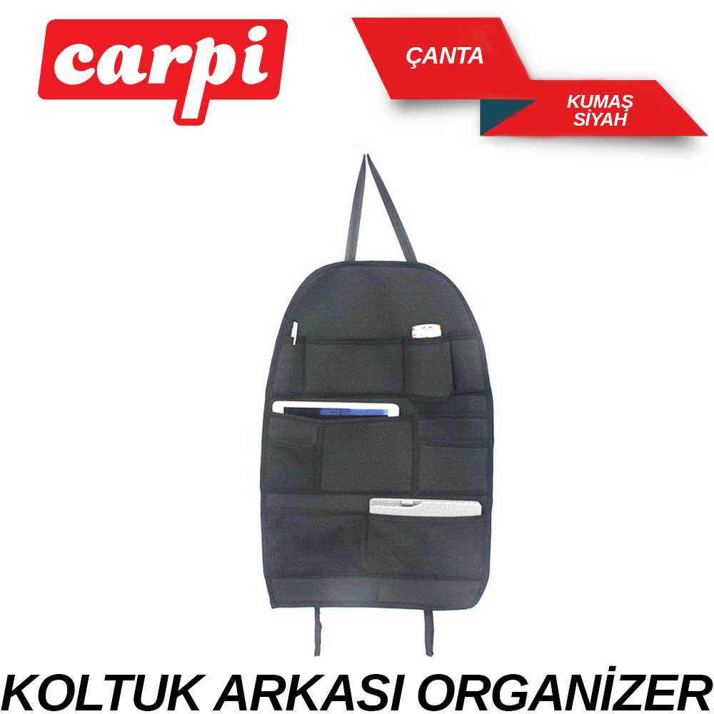 CEPLiK KOLTUK ARKASI ORGANiZER KUMAS SiYAH ÇANTALI 1